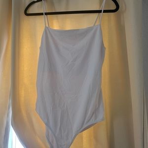 Zara White square neck tank top bodysuit
